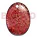 Wooden Pendants Oval 45mm Transparent Maroon Resin W/ Handpainted Design - Gold Floral / Embossed