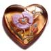 Wooden Pendants Heart 35mm Transparent Orange Resin W/ Handpainted Design - Floral / Embossed