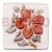 Wooden Pendants Square 35mm Clear White Resin W/ Handpainted Design - Floral / Embossed