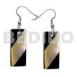 Resin Earrings Dangling Rectangular 35mmx15mm Back To Back Mop/black Resin Bar