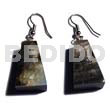 Resin Earrings Dangling 18mmx14mm Pyramid Laminatedblacklip Cracking W/ Black 5mm Resin Backing
