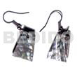 Resin Earrings Dangling 18mmx14mm Pyramid Laminated Green Shell Cracking W/ 5mm Black Resin Backing