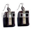 Resin Earrings Dangling 33mmx20mm Laminated Blacktab/mop Cracking Combi W/ Inlaid Metal And Black 6mmresin Backing