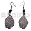 Resin Earrings Dangling 32mmx28mm Clear Resin Crater W/ Silver Metallic Accent