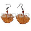 Resin Earrings Dangling 40mmx28mm Orange Resin Crater W/ Gold Metallic Accent
