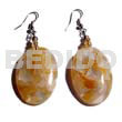 Resin Earrings Dangling 36mmx24mm Oval Laminated Mop Chips In Clear Resin