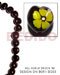 Seeds Beads Kukui Seed / Black W/ Flower Design On 2 Sides / 16 Pcs. Per Strand