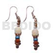 Seeds Earrings Dangling Buri Beads/4-5mm Coco Pklt/wood Beads Combi