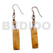 Shell Earrings Dangling 30mmx10mm Brownlip Tiger W/ Sig-ed And Beads Accent