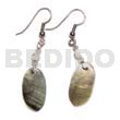 Shell Earrings Dangling 30mm Oval Black Lip W/ Troca Beads
