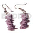 Shell Earrings Dangling White Rose Dyed Lilac