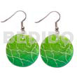 Shell Earrings 35mm Round Lime Green Capiz 2 Tone Graduated Capiz W/ Webbing