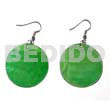 Shell Earrings Dangling Green Kabibe Round 30mm