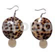 Shell Earrings Dangling Round 35mm Cowrie Shell W/ 10mm Nat. Hammershell Accent