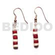 Wooden Earrings Dangling Maroon 4-5 Coco Pklt W/ White Shell