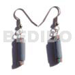 Wooden Earrings Dangling Pastel Blue Wood Tube W/ Coco Splashing Bead Accent