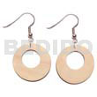 Wooden Earrings Dangling 40mm Ring Nat. White Wood