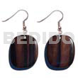 Wooden Earrings Dangling 35mm Camagong Tiger Wood Rounded Flat Square