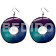 Wooden Earrings Dangling Painted 40mm Ring Nat. Wood Beads