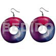 Wooden Earrings Dangling 35mm Round Wavy Wood Ring W/ 15mm Inner Hole