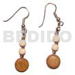 Wooden Earrings Dangling Coco Sidedrill W/ Wood Beads